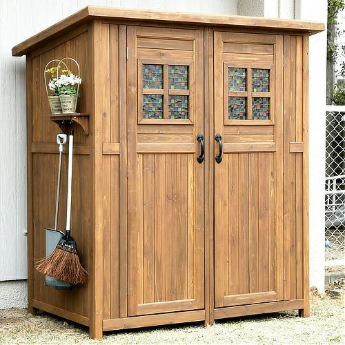 ビッグな収納庫 ポタジェ シンプルウインドウ 木製物置小屋